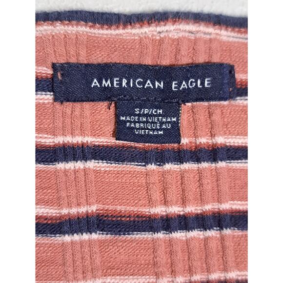 American Eagle Juniors Size S Apricot Navy Y2K Gilmore Girls Elena Gilbert - Picture 4 of 8